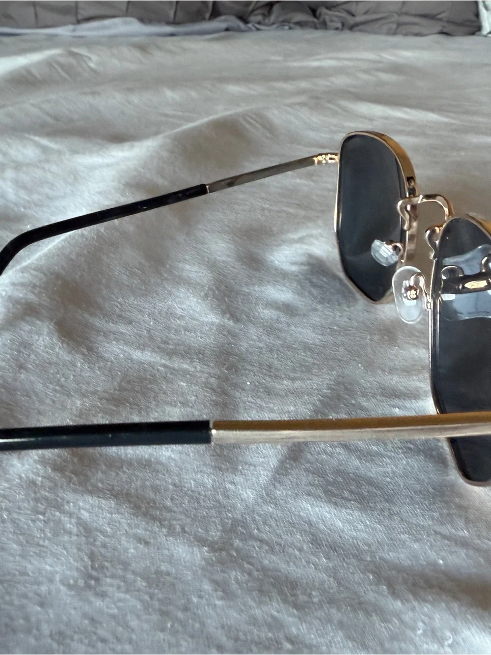 Women's Sunglasses Designer Black Lens Oversized Hexagon Celebrity Gold Frame